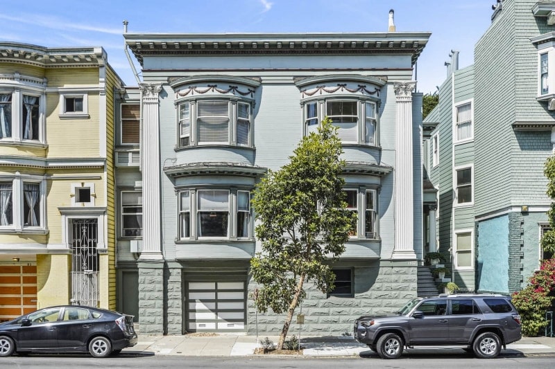 A handsome facade awaits you. Note the garage on the left.