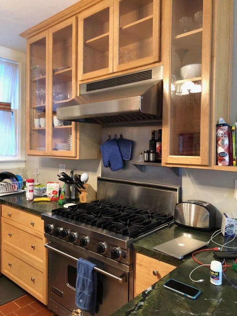 A great Viking range and hood and good and tall cabinets that were great quality but wrong color!