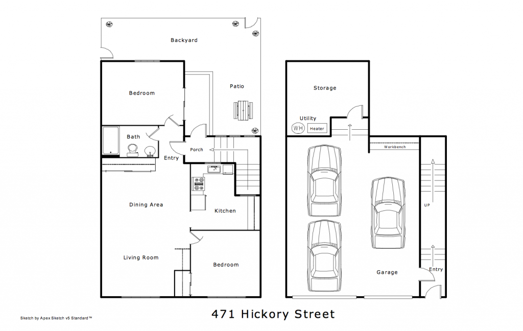 471 has nearly 1,050 sqft of area and an 800+ sqft garage,.