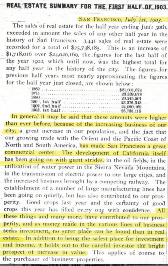 From 1903, a real estate summary