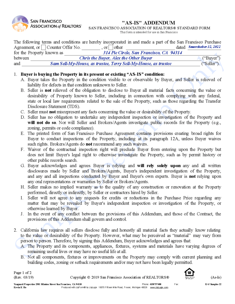 2022 SFAR Contract with highlights_Page_12 The SFAR As-Is Addendum