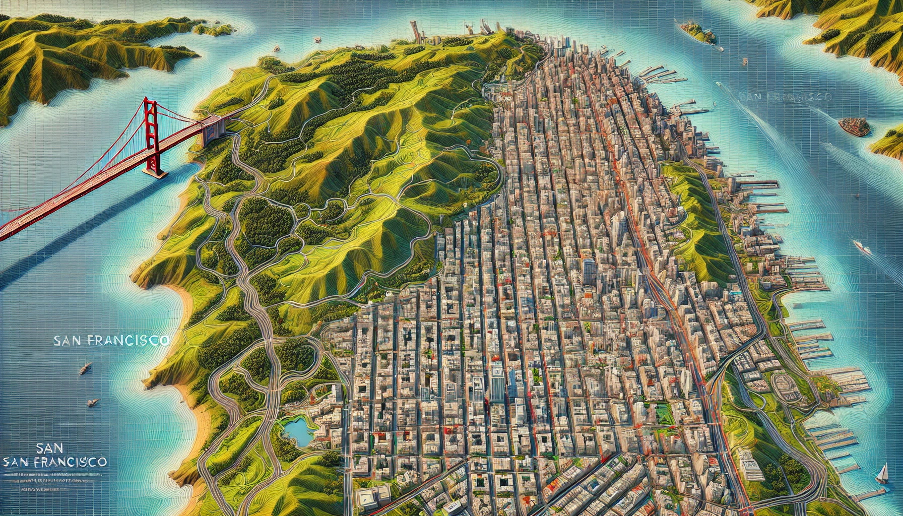 AI-generated map of what it thinks San Francisco Looks Like