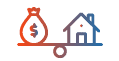 TIC Icon - Afford Illustration balancing a house and money