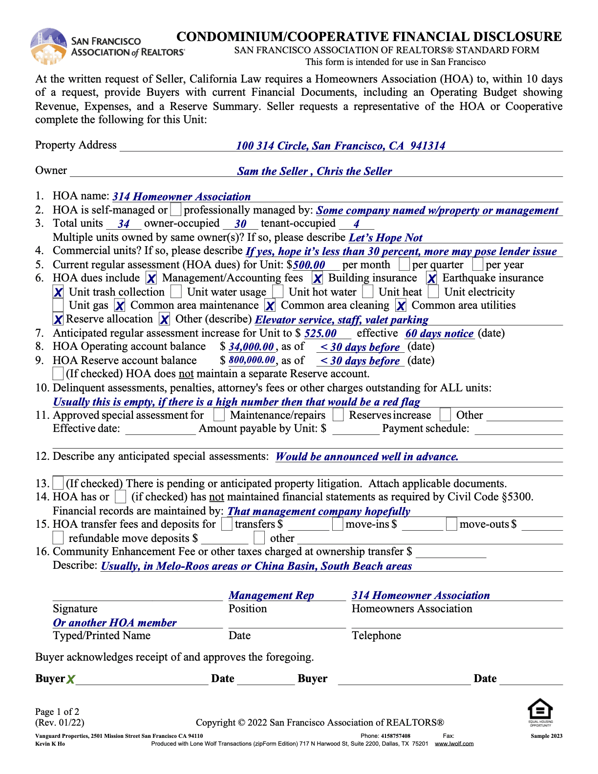 Condo Certification Form Sample