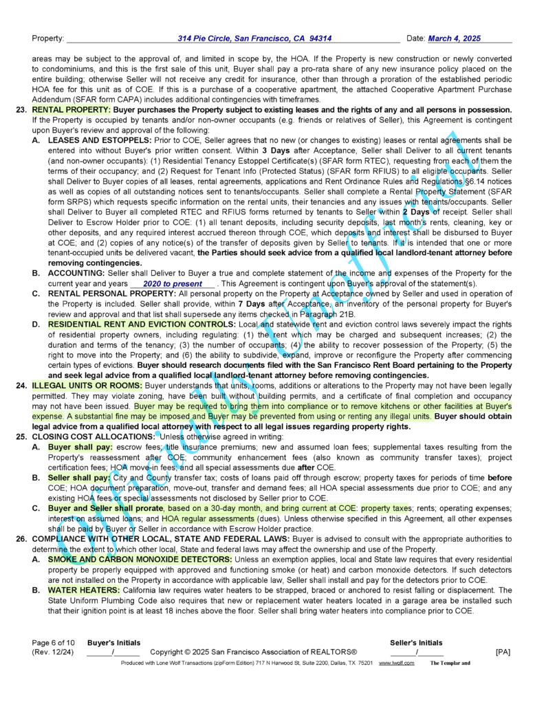 SFAR Contract - Dec 24 version - page _Page_06 Image of the SFAR Form Contract, page 6, Dec 2024 Version