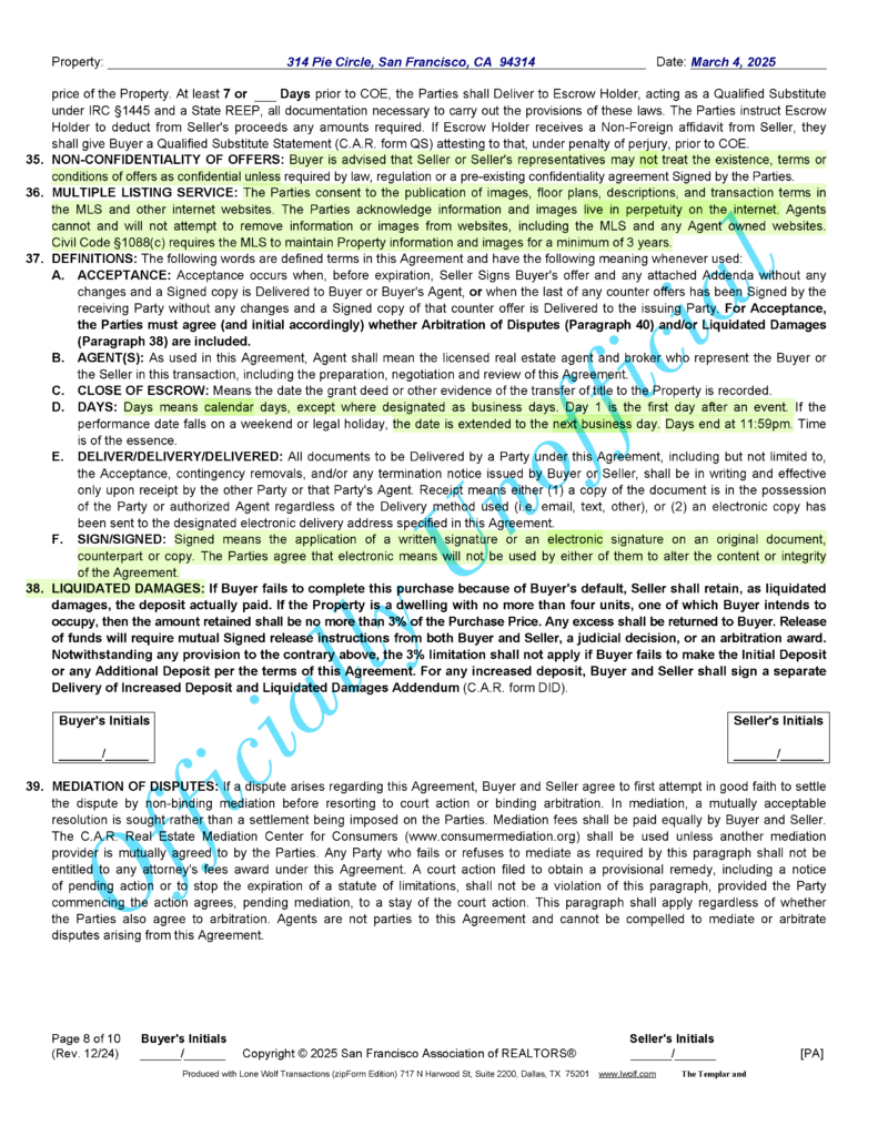SFAR Contract - Dec 24 version - page _Page_08 Image of the SFAR Form Contract, page 8, Dec 2024 Version
