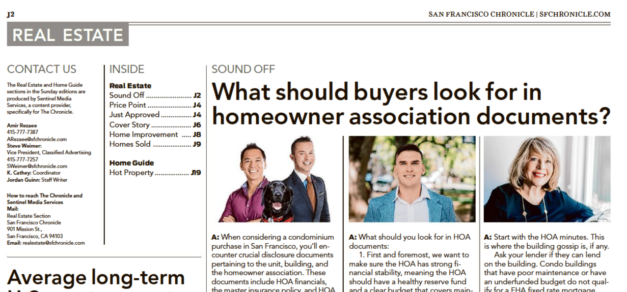 Excerpt of San Francisco Chronicle Real Estate Section