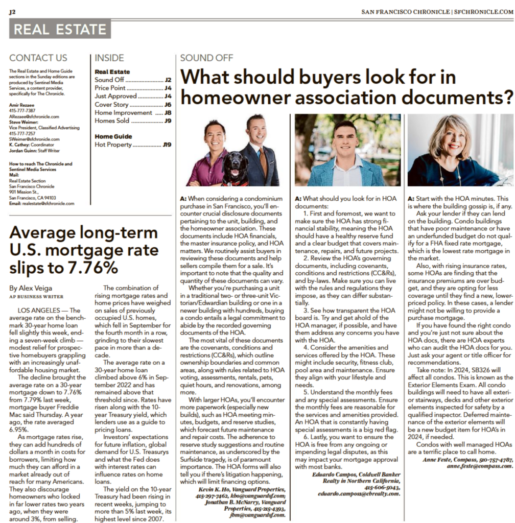Excerpt of San Francisco Chronicle Real Estate Section