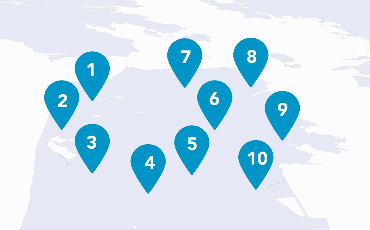 The Districts for Stats MLS District map numbered 1 to 10