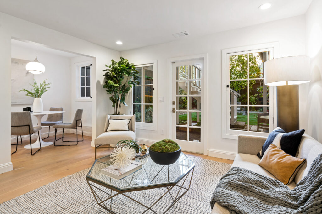 The lower level living room