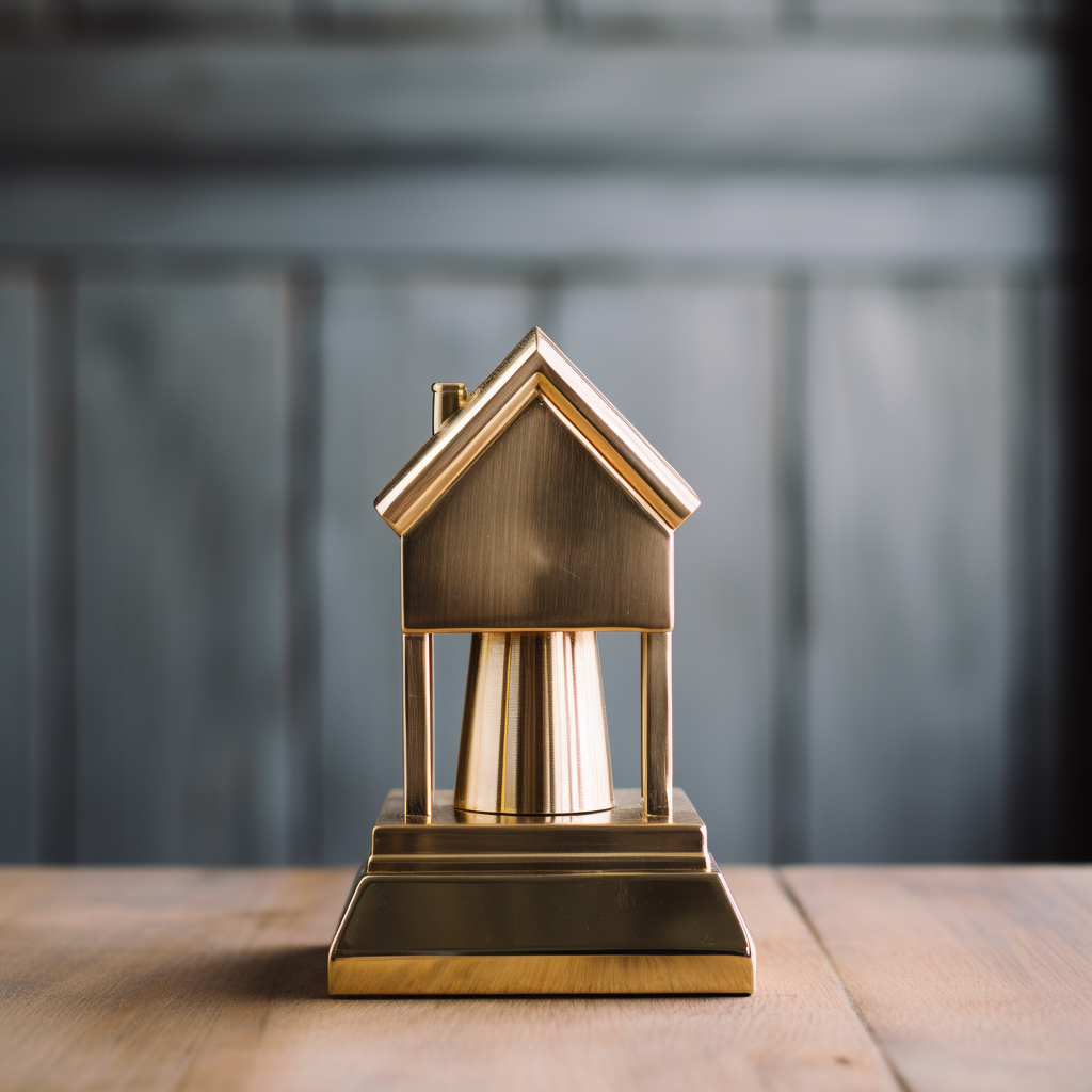 brass trophy house Abstract metal house