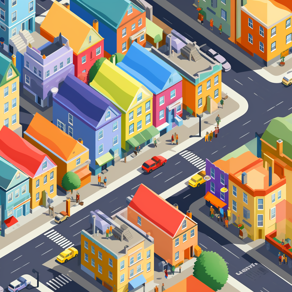 Colorful isometric houses 