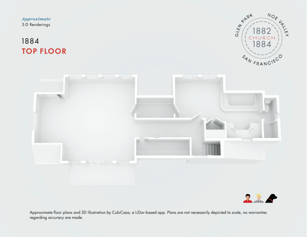 1882-84 Church - 3D Render Top Floor@2x A 3-D rendering of the top floor