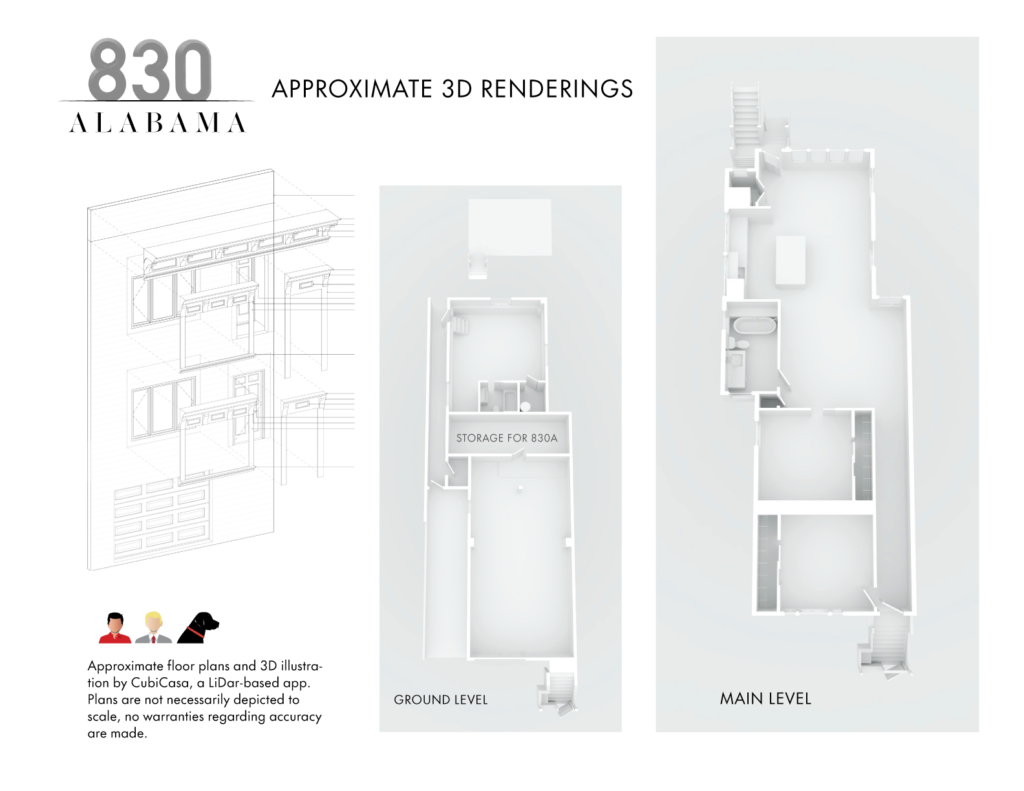 3-D renderings of 830 Alabama's 2 living areas