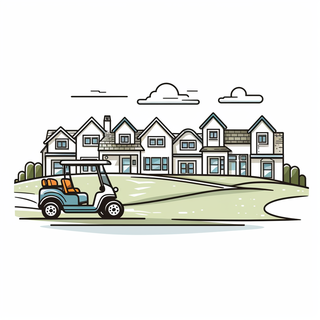 Golf Cart and Condo Illustration