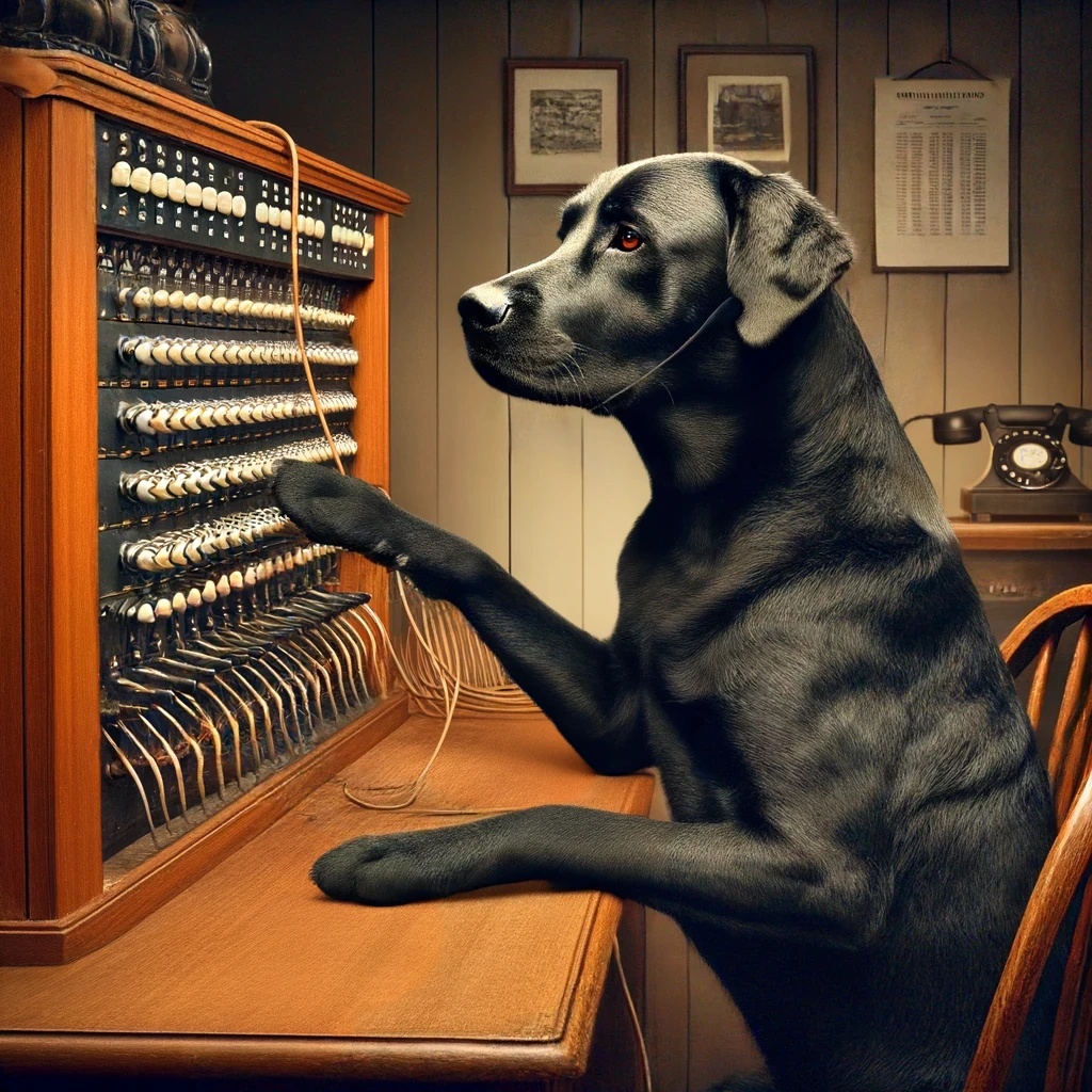 Raffi Tele operator realistic illustration of Raffi at a switchboard