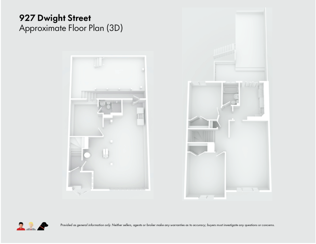 927 Dwight - 3D Floor Plan@2x Approximate 3-D floor plan for 927 Dwight