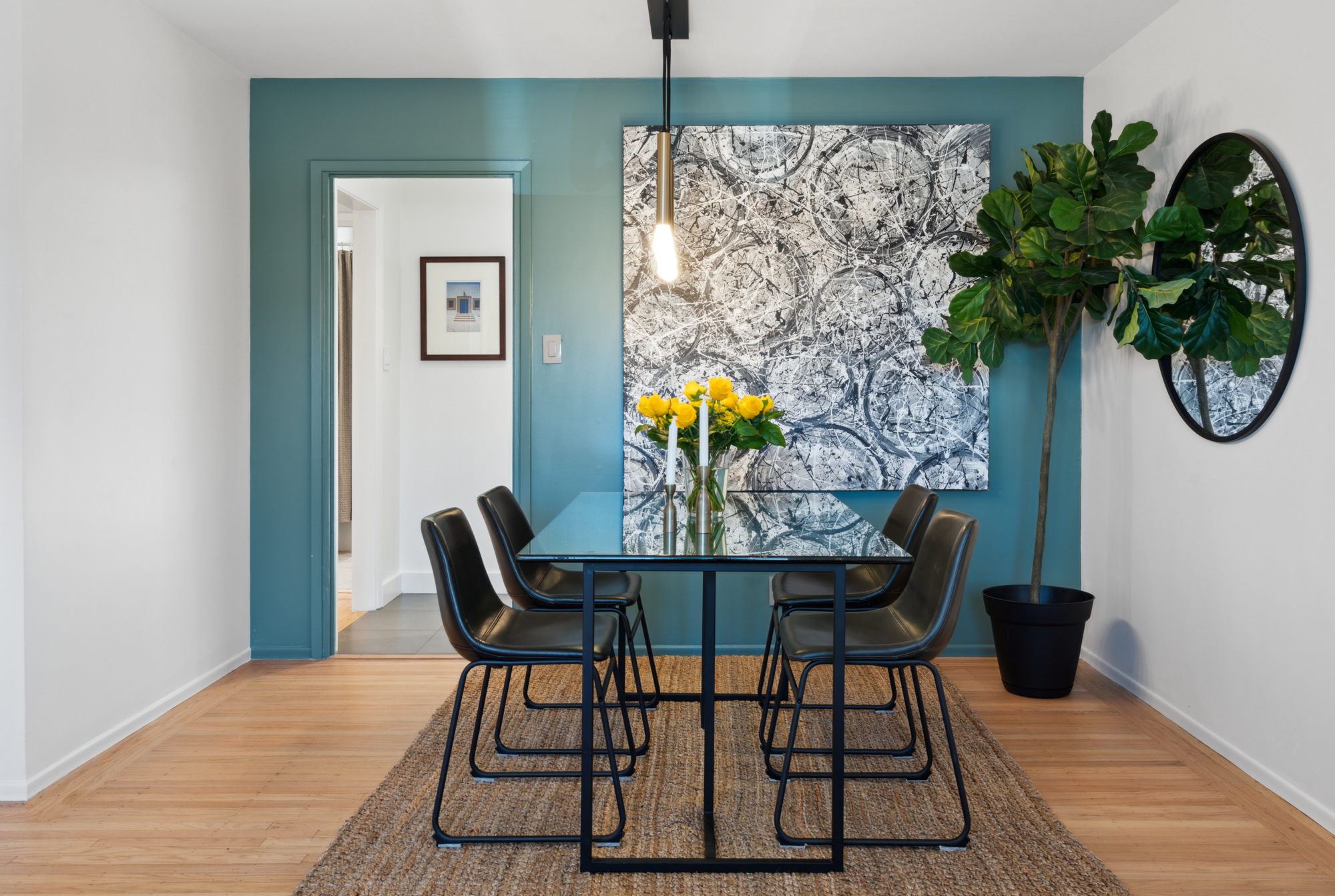 The dining room and painting