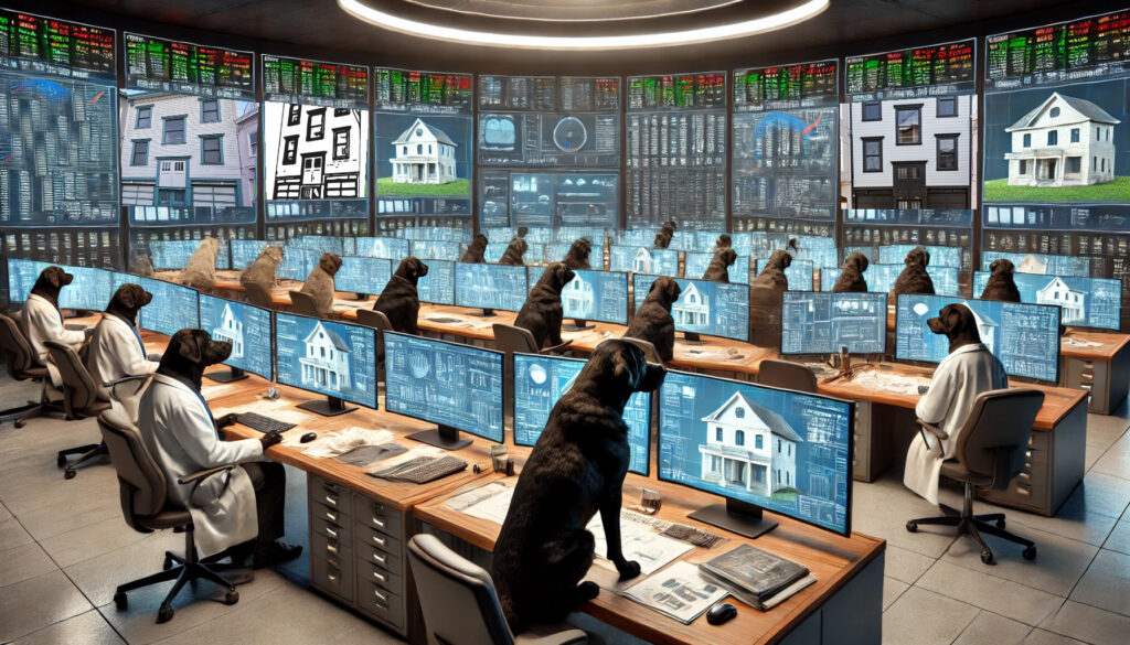 Dilligence and Disclosures Control Room AI-generated image of control room and houses