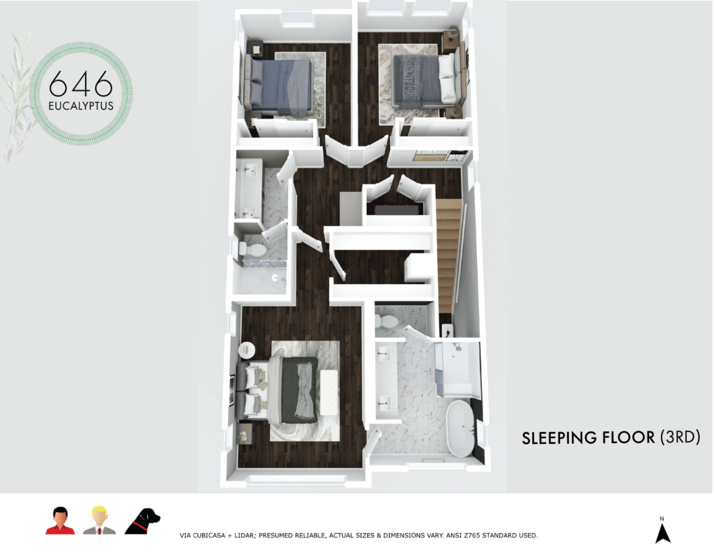 The approximate floor plan illustrated in 3D
