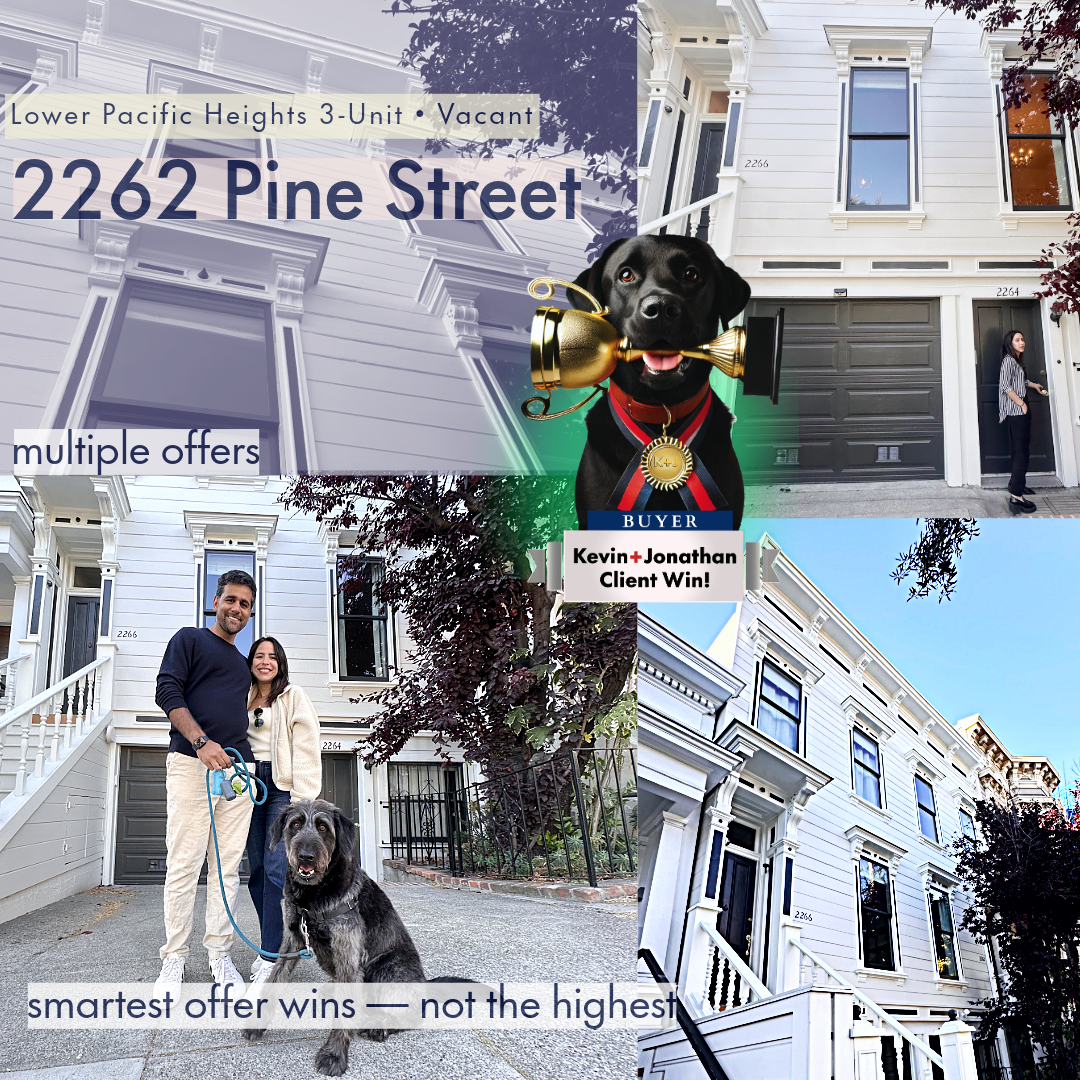 Collage of Winning Buyers in front of new home