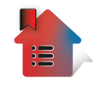 25 - icons - bullet points Bullet Points Icon – Featuring key property highlights and details inside a home shape.