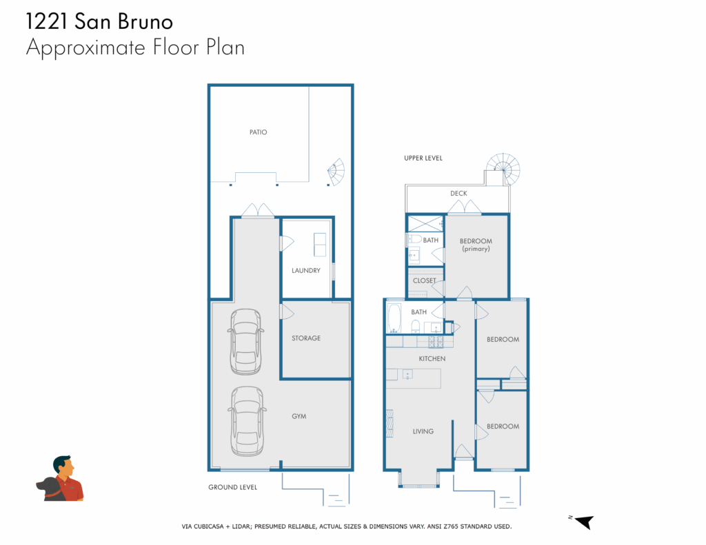 Approximate floor plan graphic of 1221 San Bruno