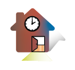 Open House Icon (House with Clock & Open Door)