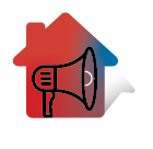 Communicate with Us Icon – Indicating a megaphone inside a house.