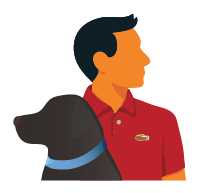 Icon of black labrador and Kevin Ho