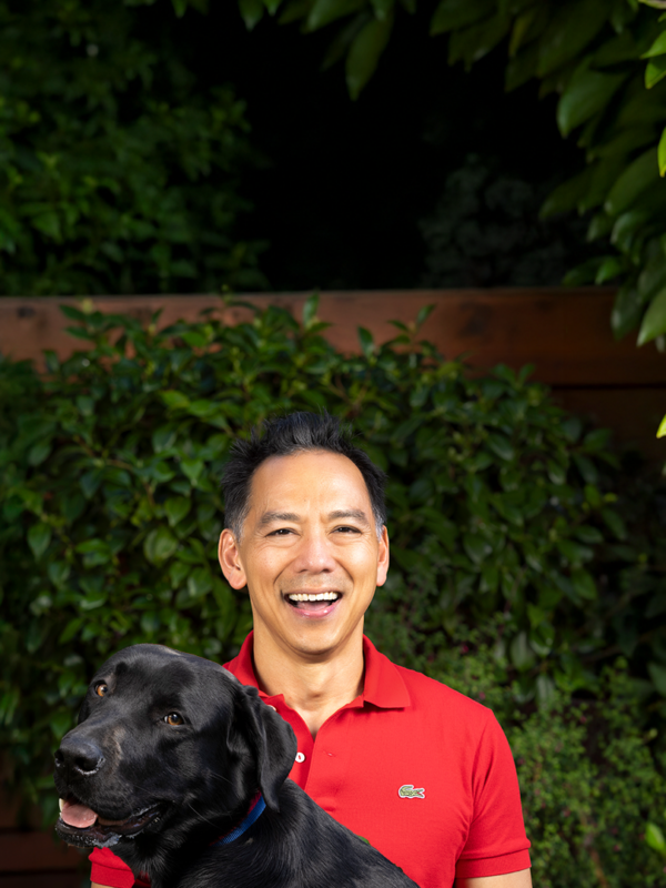 Radu and Kevin - zillow wider and taller Image of Radu, the black labrador and Kevin Ho